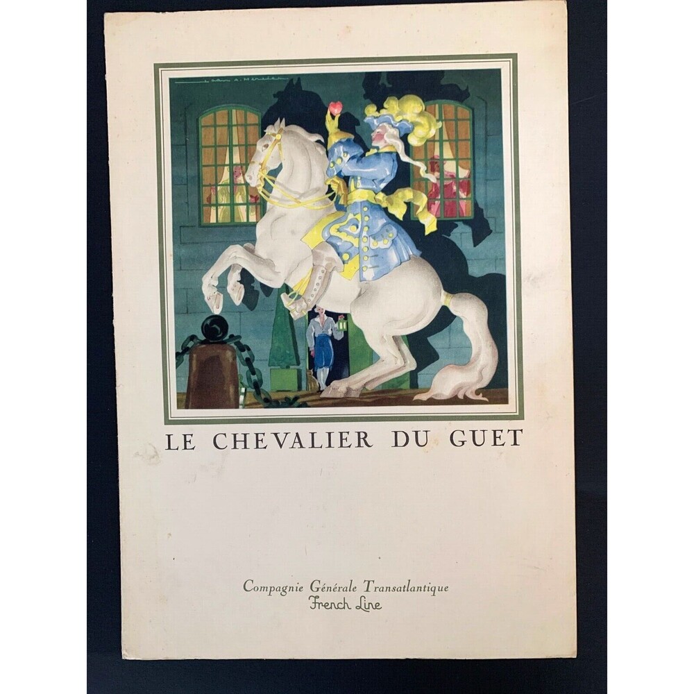 French Line TransAtlantique Dinner Menu & Sheet Music Le Chevalier Du Guet 1958